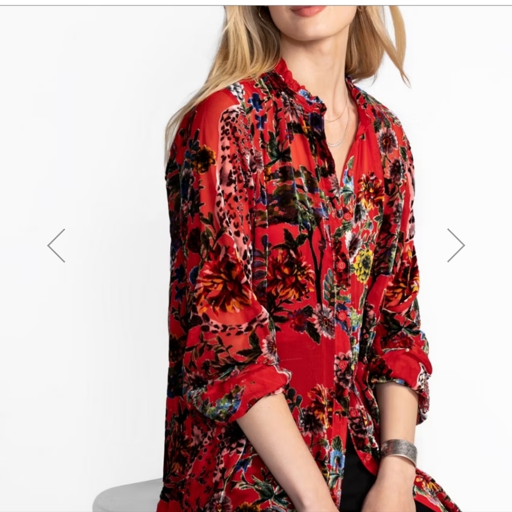 Johnny Was Like New Size Small.YOELLA BURNOUT TUNIC